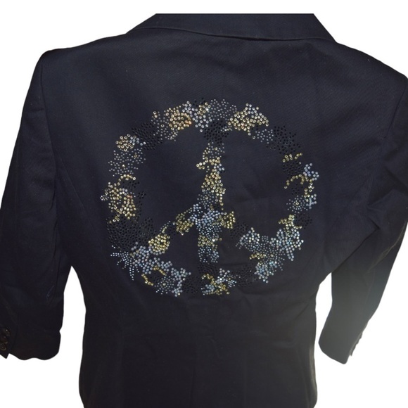 Glamour Campaign by Fred Naggar NWT Blazer Peace Sign on Back Embellished - Picture 1 of 9